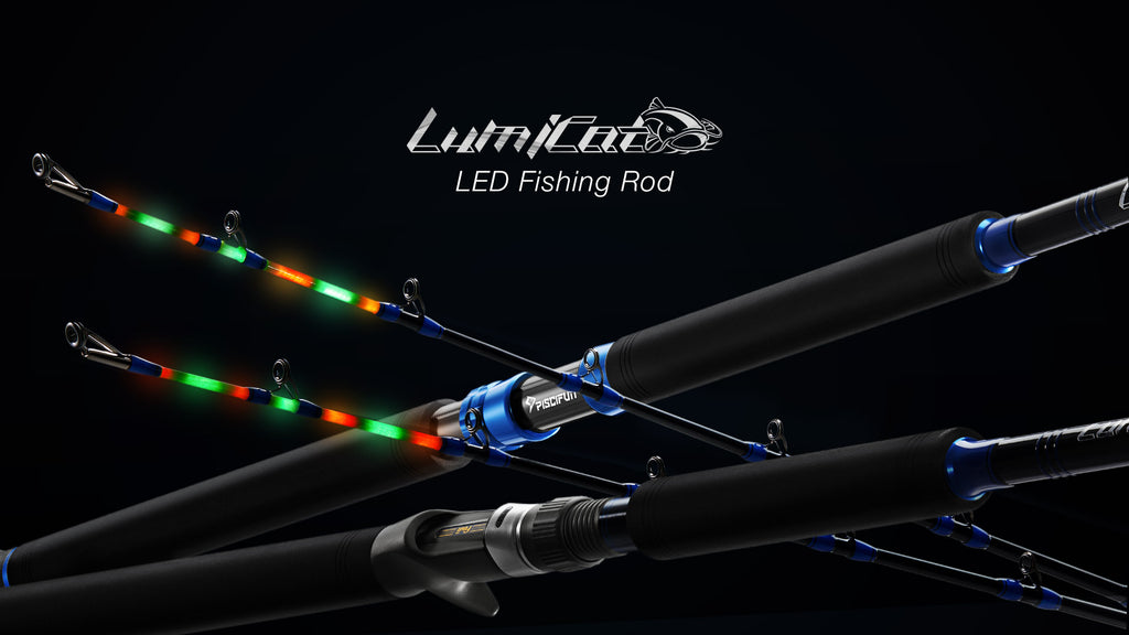 Piscifun LED LumiCat Catfish Rods, 2 Piece Casting Rods Casting Rod Alum Reel Seat 8’