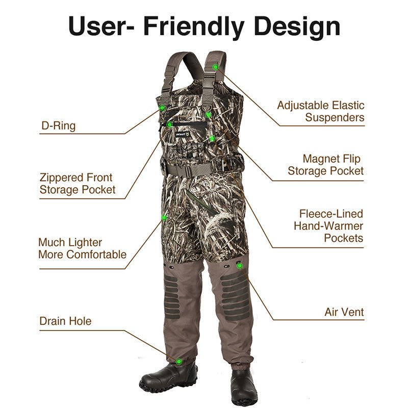 Hunting Waders Rack Breathable Insulated Chest Waders, 1600G Waterproof Bootfoot Duck ...