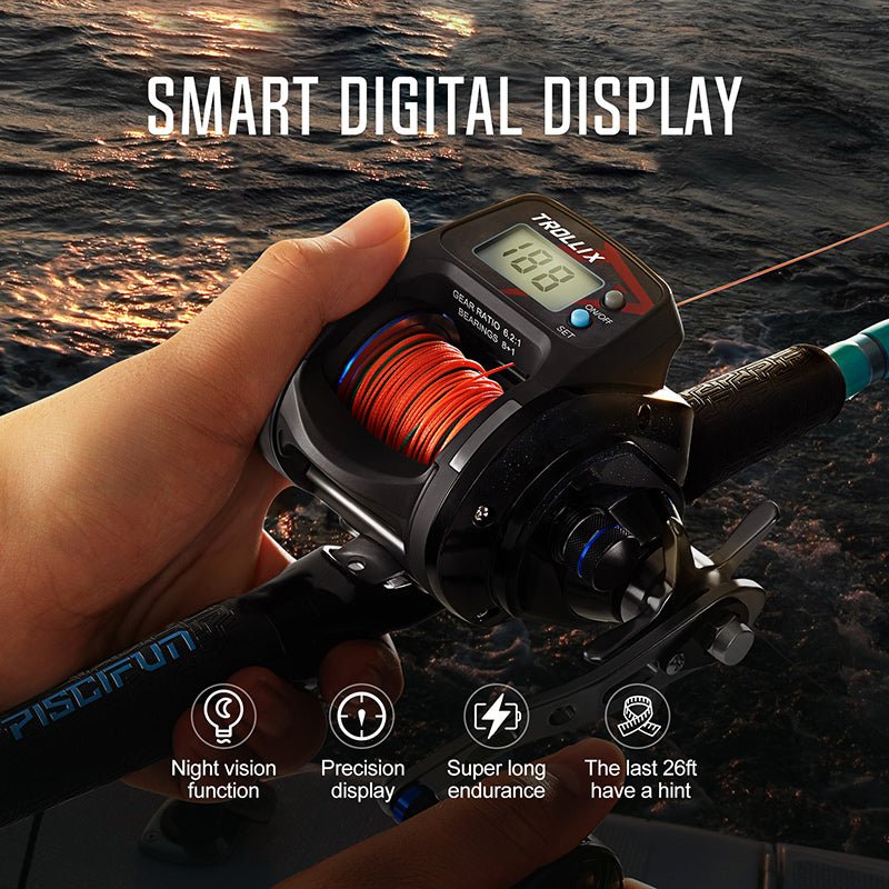 Piscifun® LCD Line Counter Digital Fishing Reel 6.2:1 Baitcasting Reel