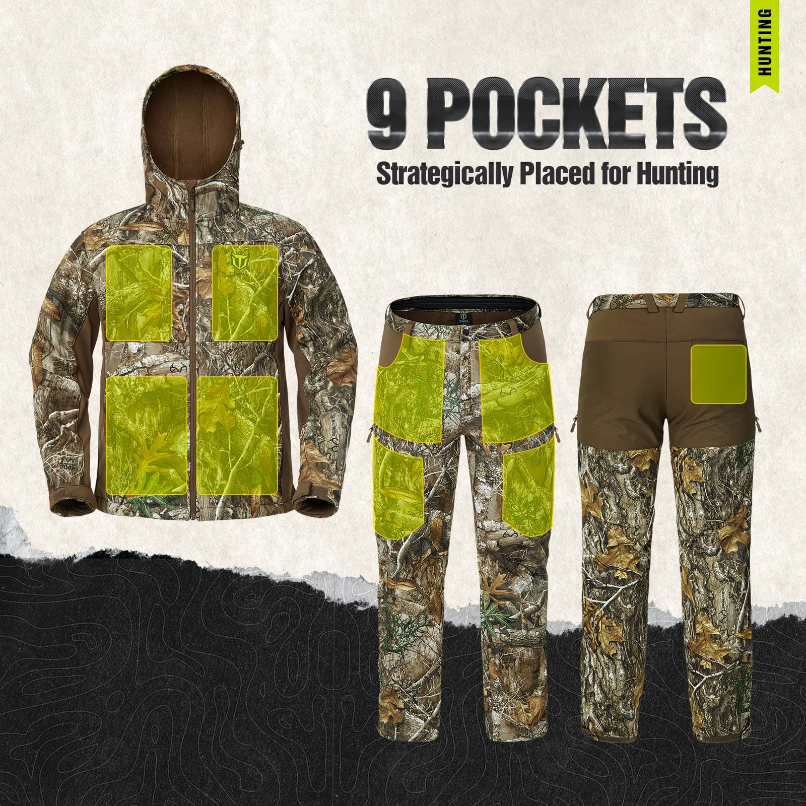 Hunting Clothes for Men, Silent Water Resistant Hunting Jacket and