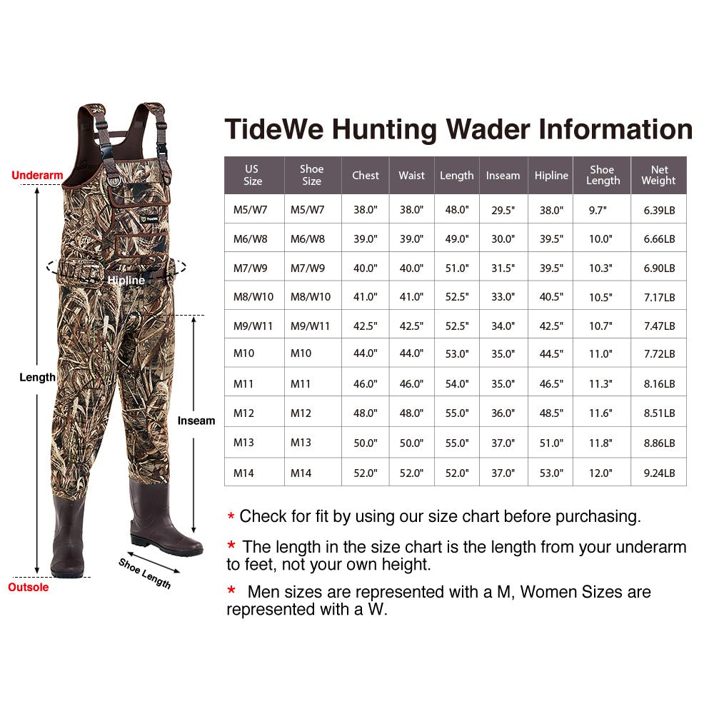 TideWe®Chest Waders with Boots Hanger, Realtree MAX5 Camo Neoprene
