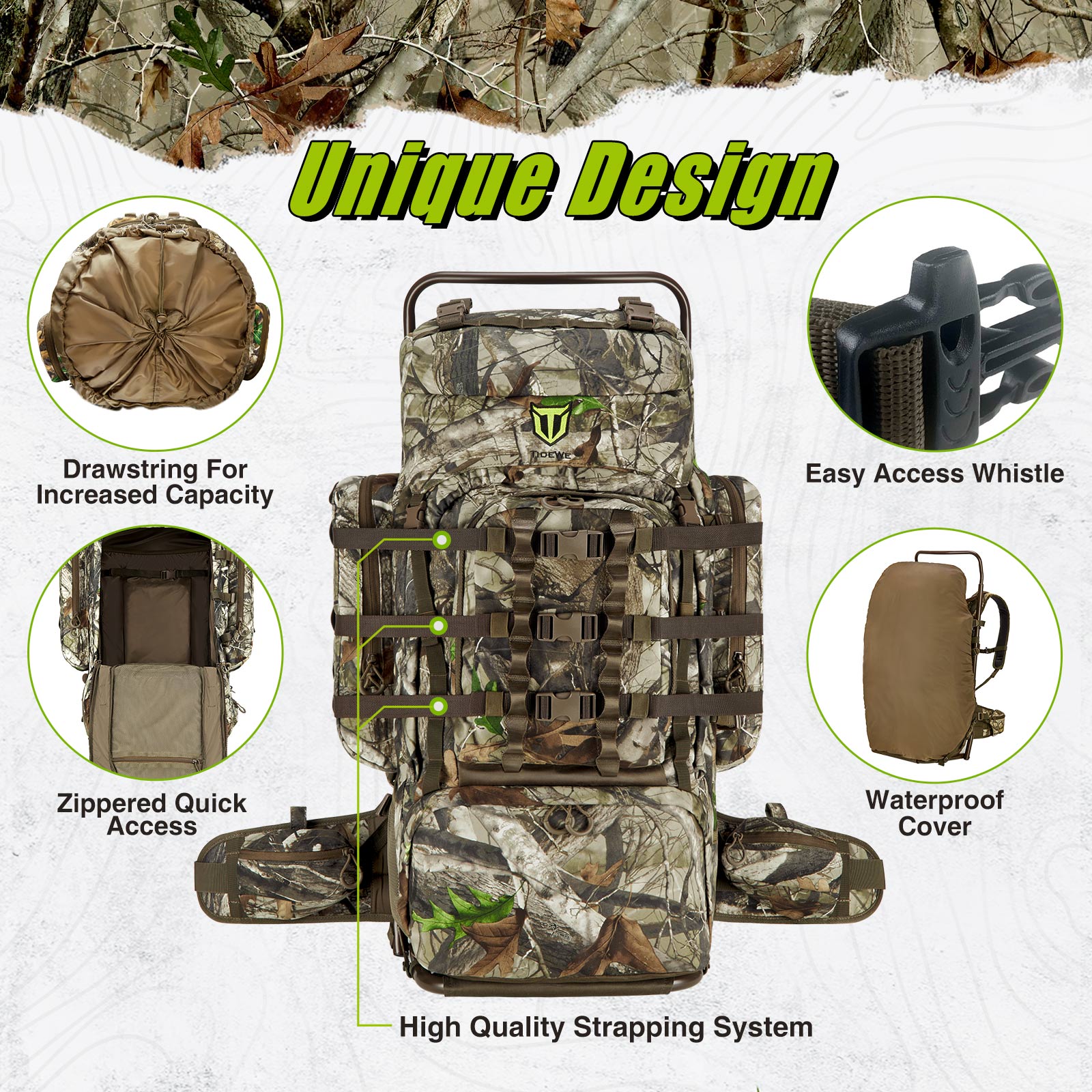 TideWe® Hunting Backpack External Frame 5500cu with Rain Cover – TruWild Life