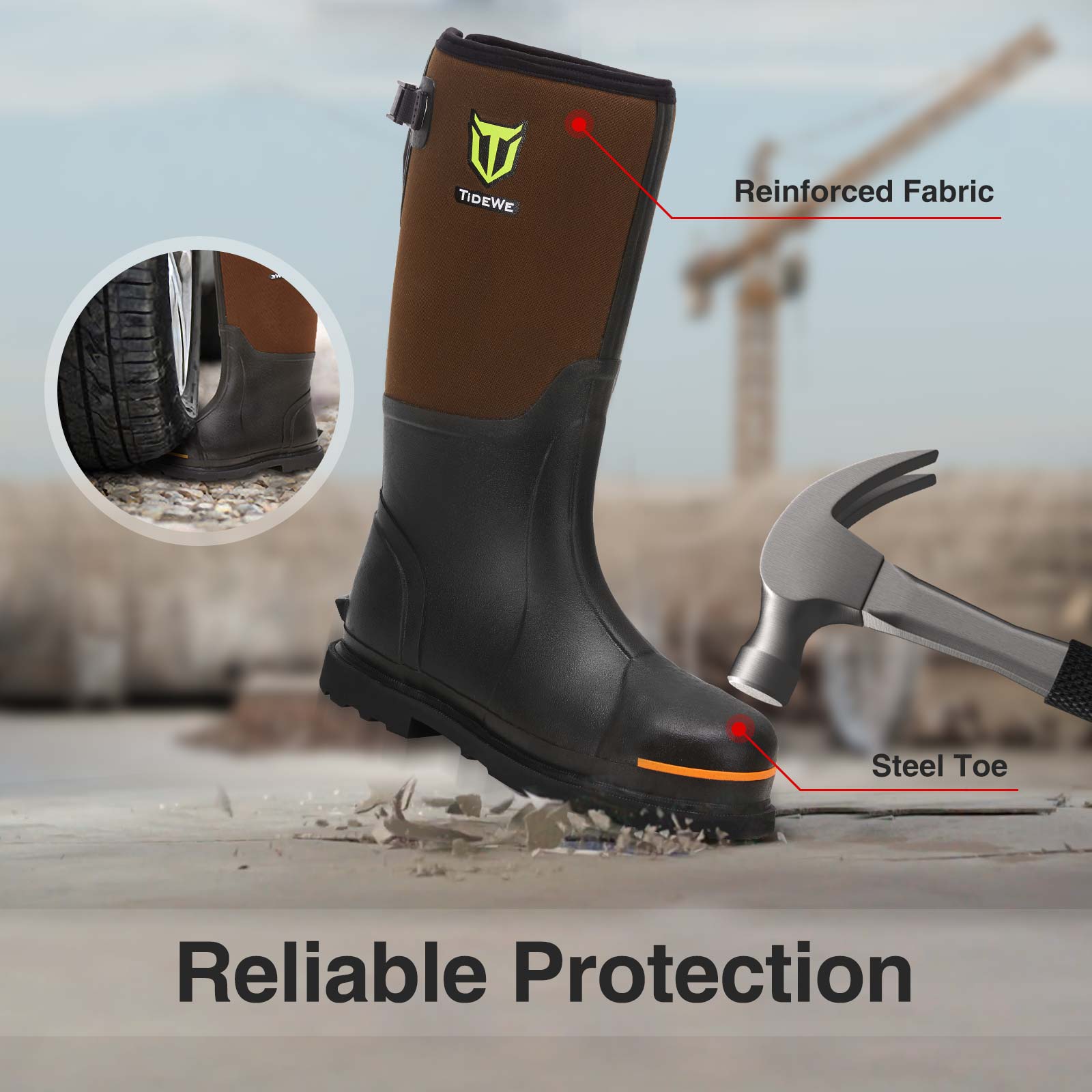 TIDEWE Rubber Neoprene Boots Size 7 Waterproof Black, Brown Amazon.com | TIDEWE Hunting Boot for Men, 400g Insulated  main image 2